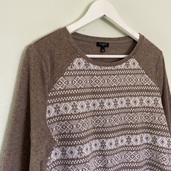Talbots Pullover Crew Neck Sweater Geometric Patterned Size Lp - Picture 4 of 12